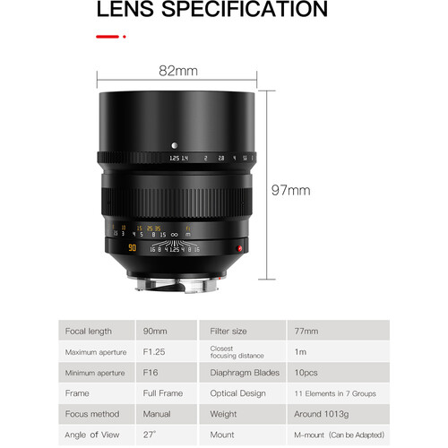 TTArtisan 90mm F/1.25 Manual Focus Lens for Leica L (Black) - Image 24