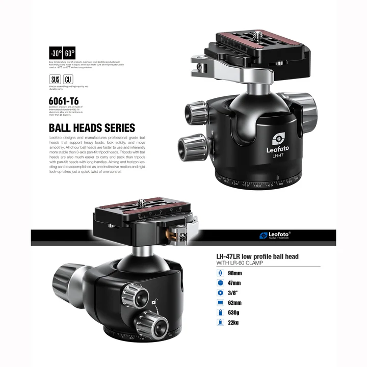 Leofoto Agulhas Carbon Fiber Tripod Kit | LP-364CEX + LH-47LR - Image 2