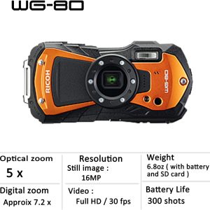 RICOH WG-80 All-weather Adventure Camera (Orange)