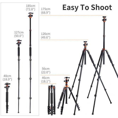 K&F Concept SA254M2 Specialist DSLR Tripod - Monopod Conversion - KF09-089V1 - Image 3