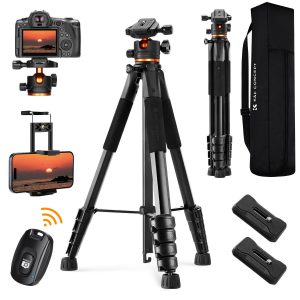 K&F Concept Smart Lightweight Camera & Phone Tripod | Ultimate Stability 8kg Load Capacity – S255A3+B‑Head, Black