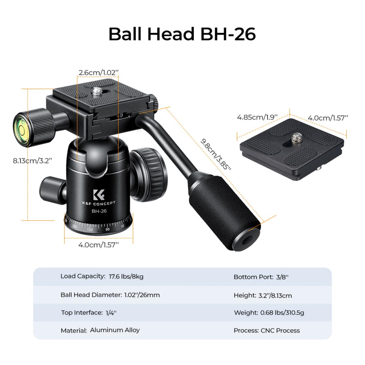 K&F Video Tripod Head with Handle & 360 Degree Rotation - KF31-049 - Image 6