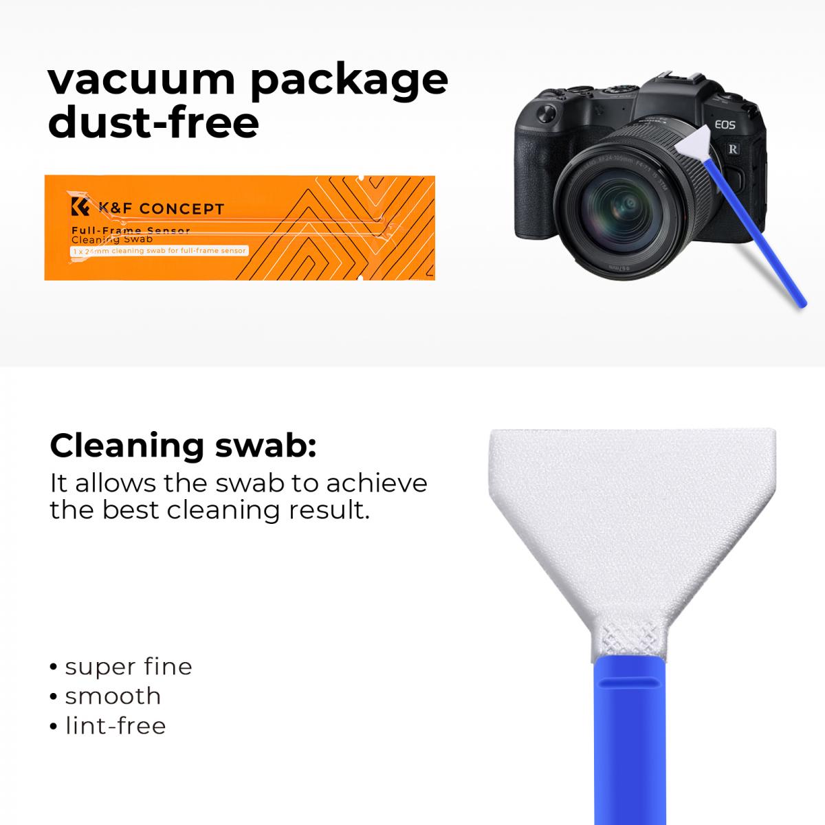 K&F 10 X 24mm Sensor Cleaning Swabs for Full Frame DSLR or Mirrorless - SKU-1698 - Image 2