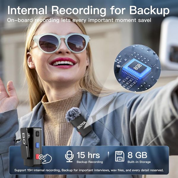 Boya BOYAMIC All-in-One 2.4GHz Wireless Microphone System with Onboard Recording - Image 4