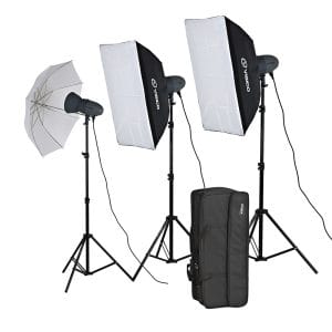 Visico PRO VL 300 Plus: 3X 300 Watt Flash Head Novel Studio Kit VL-300P-NK
