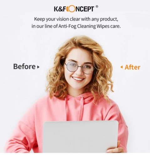 K&F Concept Pack of 50 Lens & LCD Screen Cleaning/Anti-Fog Moist Wipes - KF08.034 - Image 2