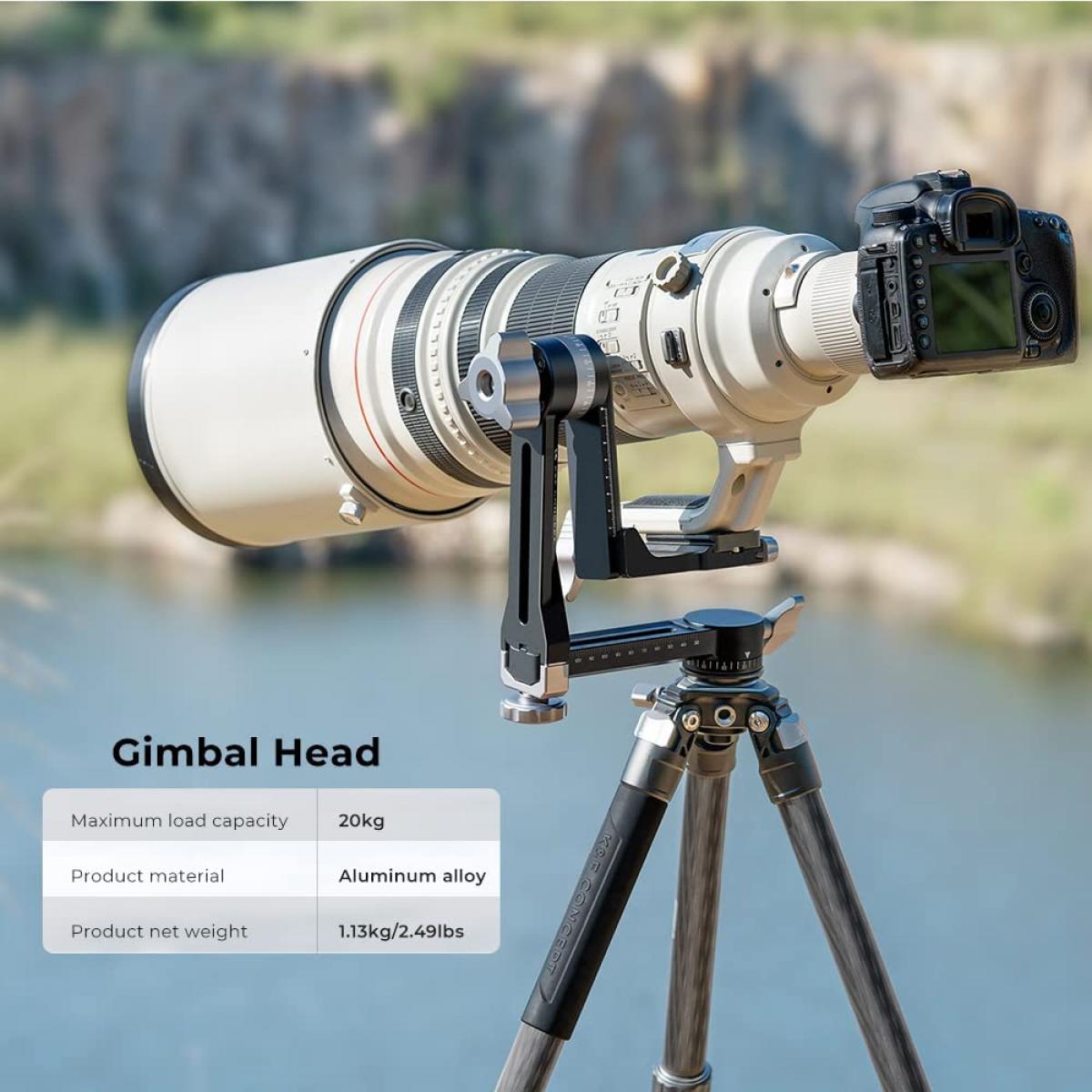 K&F Professional CNC Aluminium Alloy Tripod Gimbal Head Black - KF31-052 - Image 6