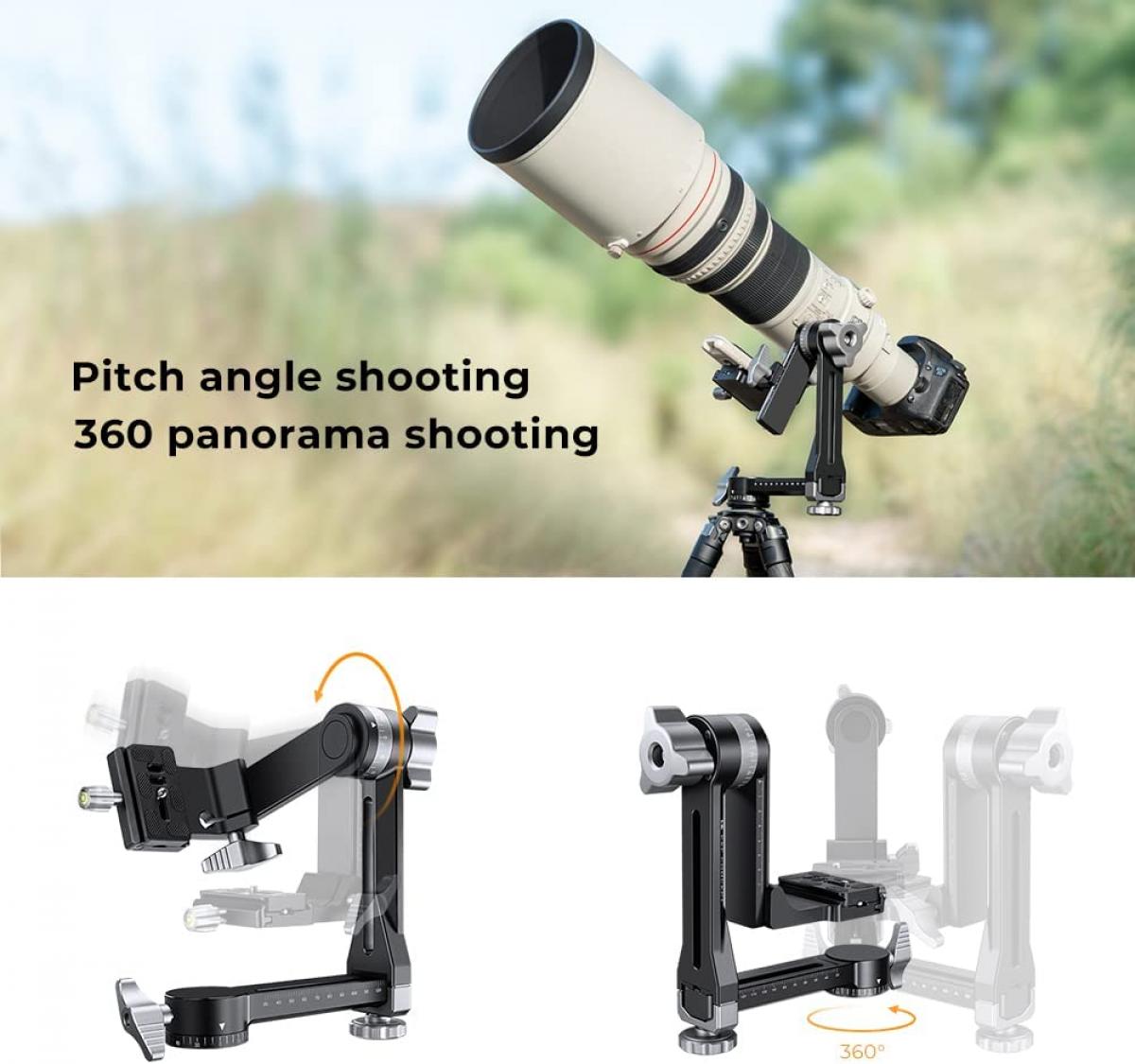 K&F Professional CNC Aluminium Alloy Tripod Gimbal Head Black - KF31-052 - Image 2