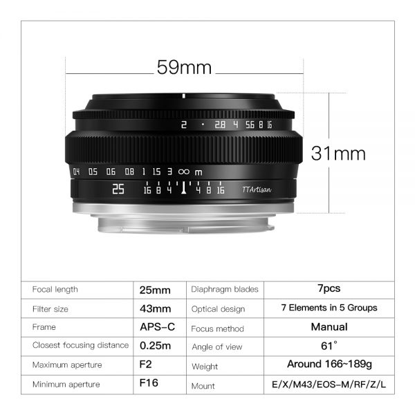 TTArtisan 25mm f/2 Manual Focus Lens for Canon RF Mount - Image 3