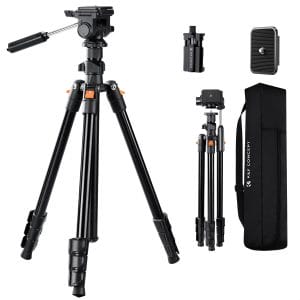 K&F Concept 1.96m Aluminium Camera & Video Travel Tripod with 3-Way Head KF09-115V1