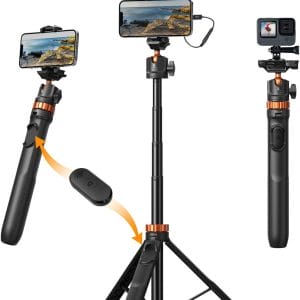 K&F Concept MS08 Phone Selfie Stick With BT Remote + GoPro Adapter Tripod