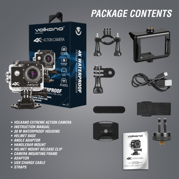 VK-10005-BK Volkano Extreme Series 4K UHD Action Camera - Image 12