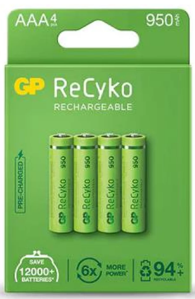 GP ReCyko+ AAA 950 mAh Card of 4