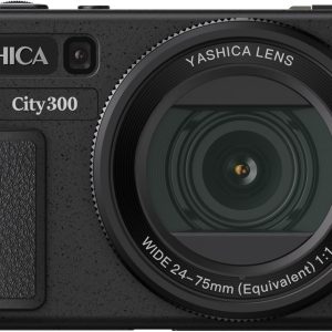 YASHICA City 300 (Black) with QuickFlash Camera Flashlight