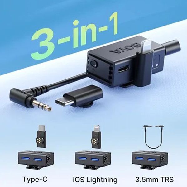 Boya BOYALINK 3-04 Button-Sized 2.4Ghz Wireless Microphone System for USB-C, Lightning & 3.5mm Devices - Image 3