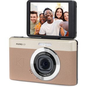 Kodak PIXPRO C1 Compact Digital Camera with 13MP Tilt Screen (Brown)