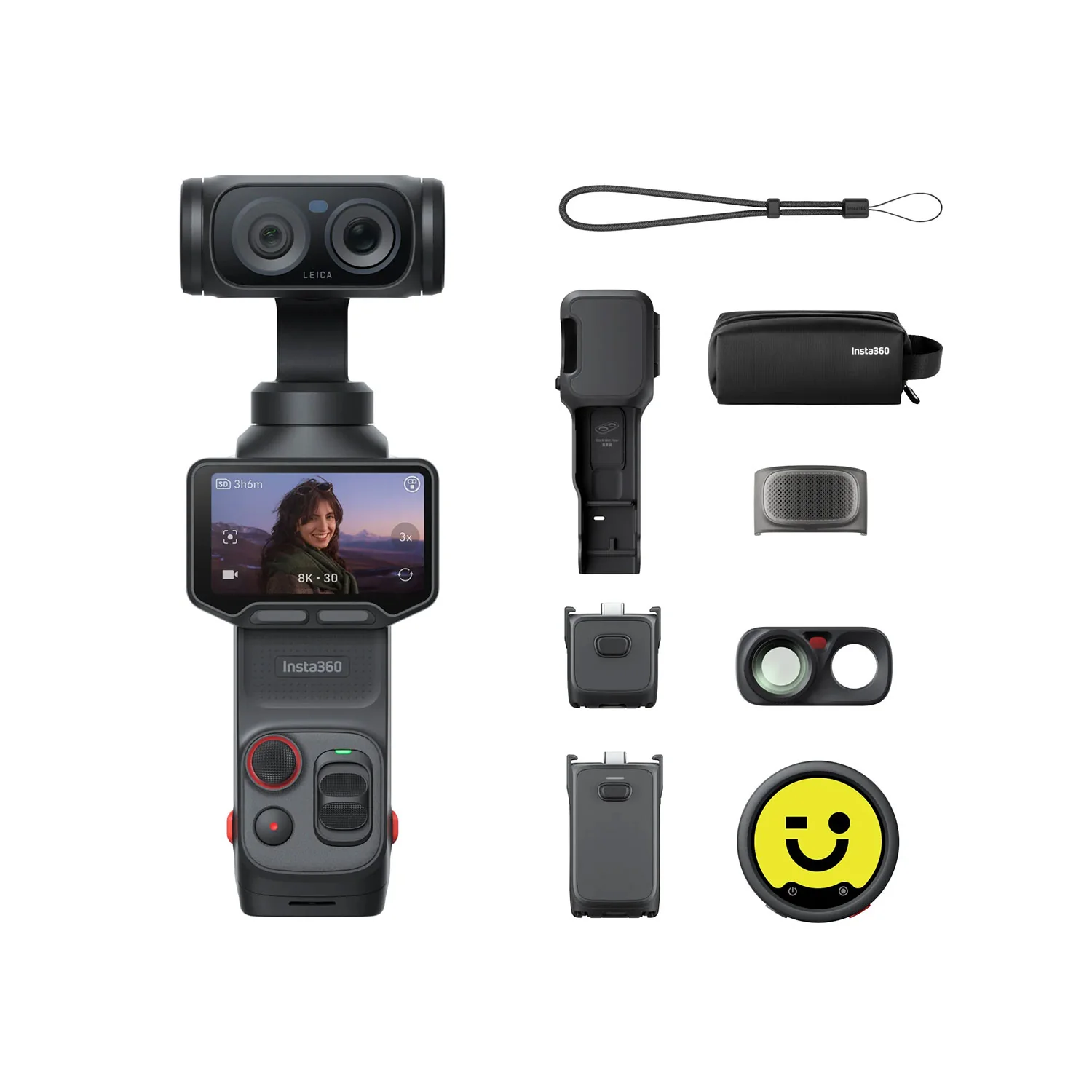 Insta360 - Luna Ultra Gimbal Camera - Black Creator Bundle Includes Protective Cover, 1/4" Thread Handle, Mic Pro Transmitter, Mic Windshield, Button