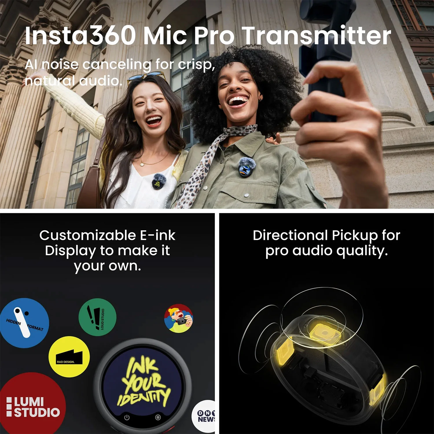 Insta360 - Luna Ultra Gimbal Camera - Black Creator Bundle Includes Protective Cover, 1/4" Thread Handle, Mic Pro Transmitter, Mic Windshield, Button - Image 4