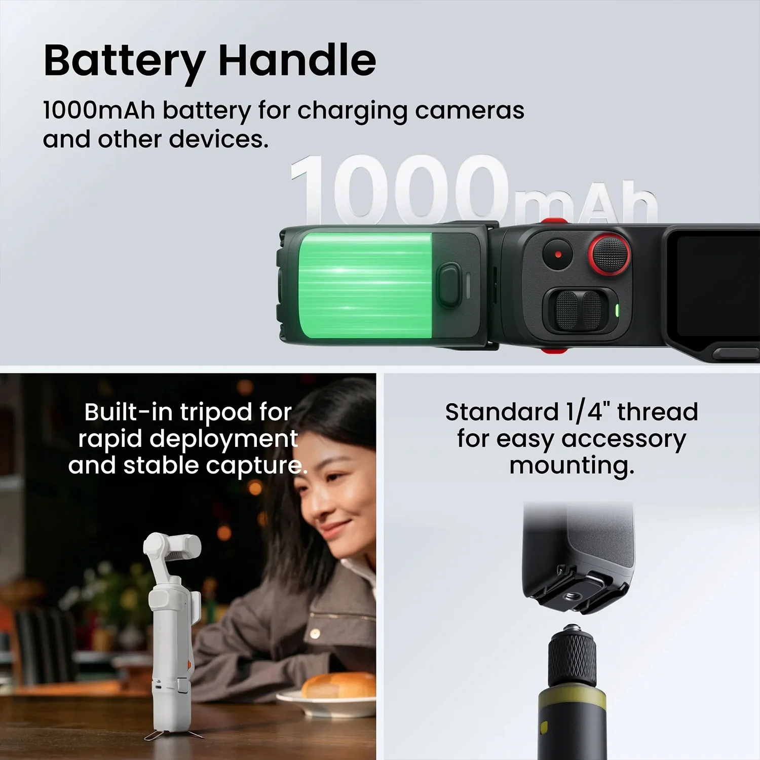 Insta360 - Luna Ultra Gimbal Camera - Black Creator Bundle Includes Protective Cover, 1/4" Thread Handle, Mic Pro Transmitter, Mic Windshield, Button - Image 5