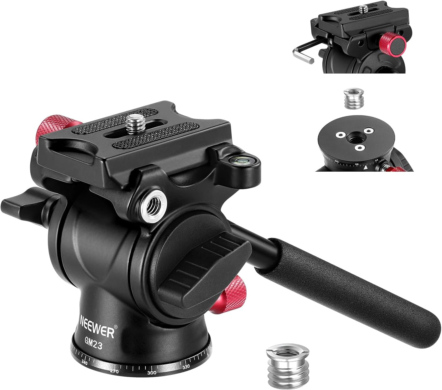Neewer GM23 Fluid Tripod Head with Handle & Arca Type Quick Release