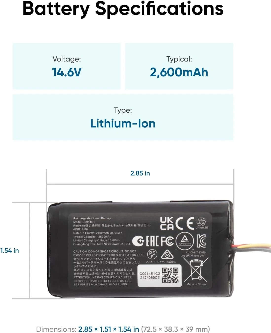 eufy Clean Replacement Battery for 15C Max, G20 Hybrid - Image 2
