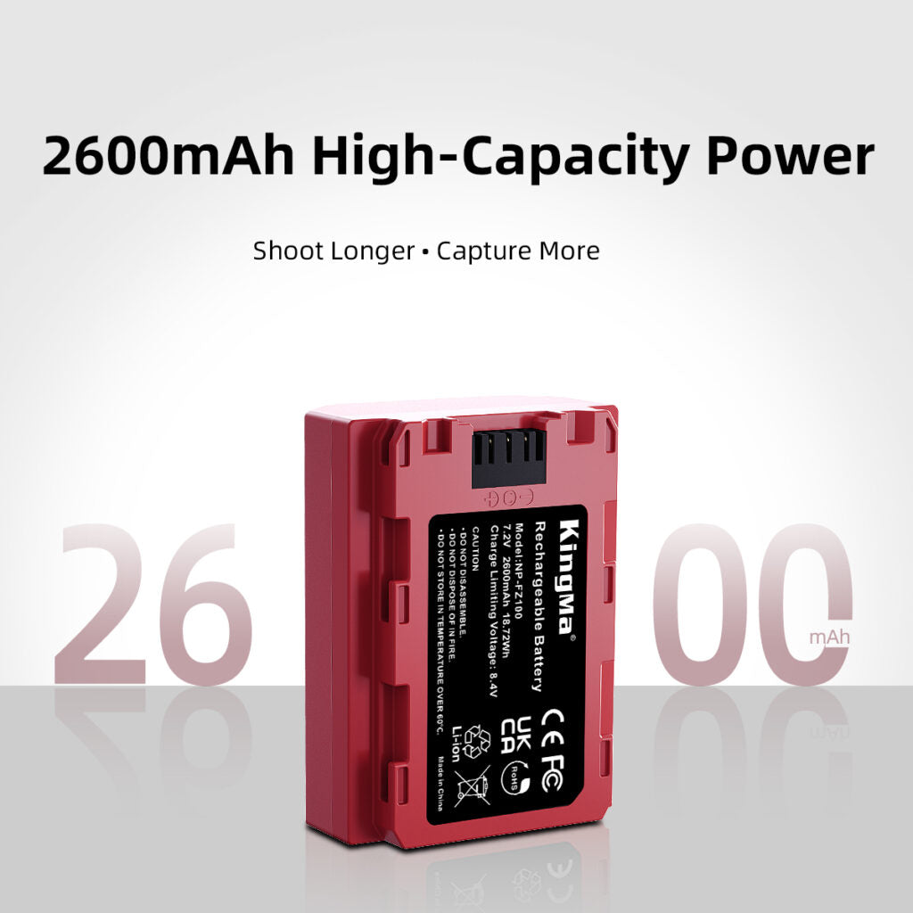 KingMa NP-FZ100 Camera Battery for Sony 2600mAh with Case - Image 2