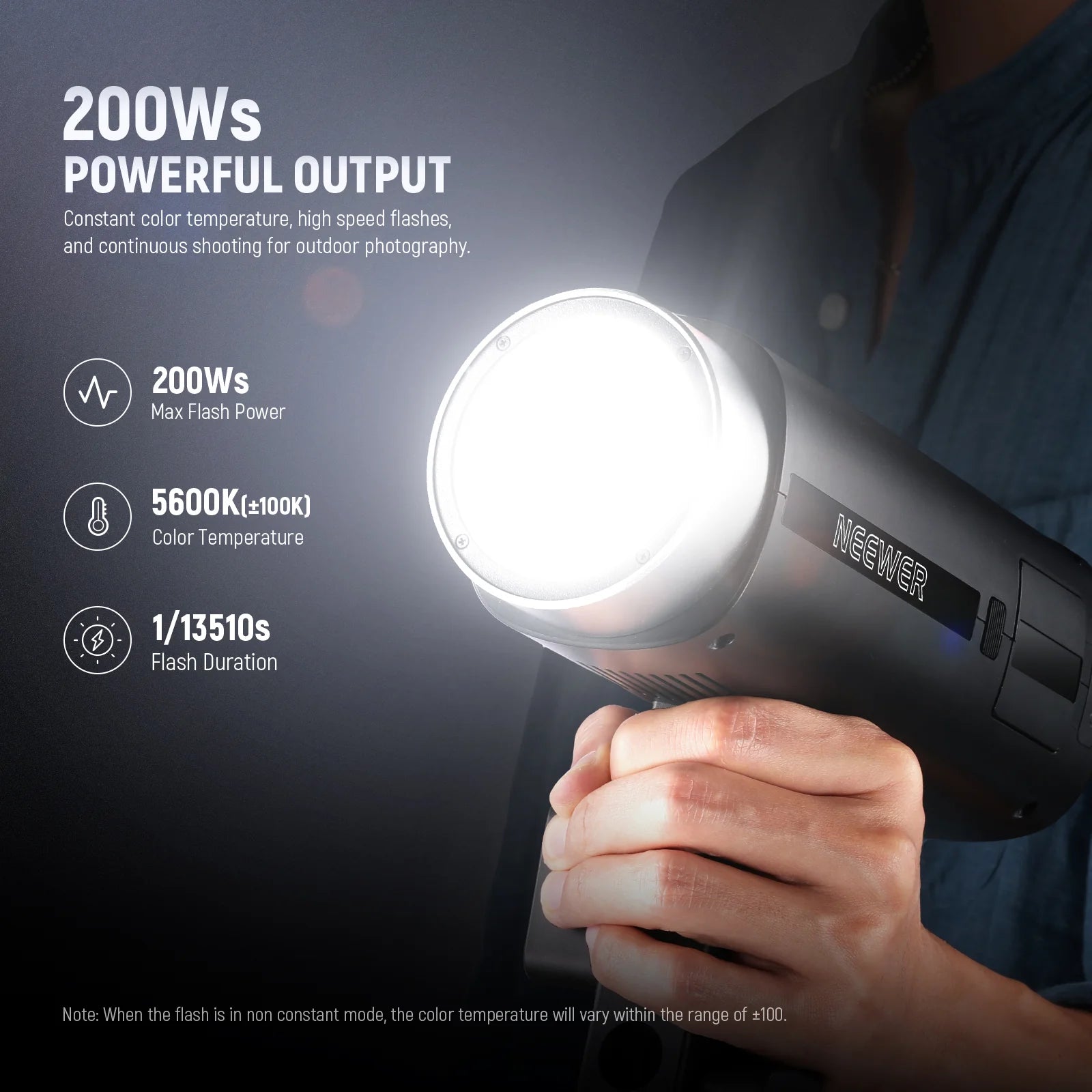 Neewer Q200 200Ws 2.4G TTL Outdoor Battery Flash - Image 2