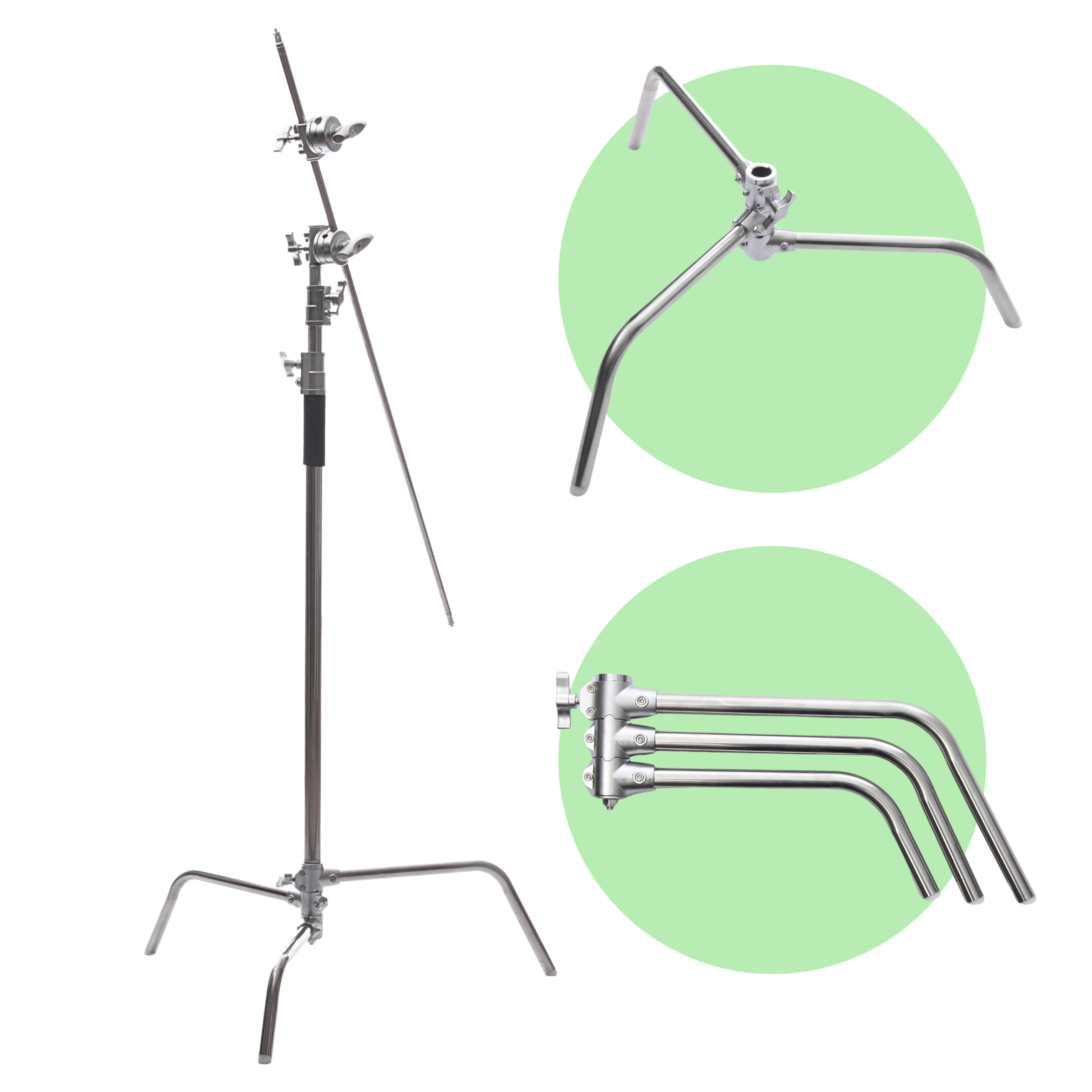 CS-340B 340cm Stainless Steel C-Stand with Boom Arm