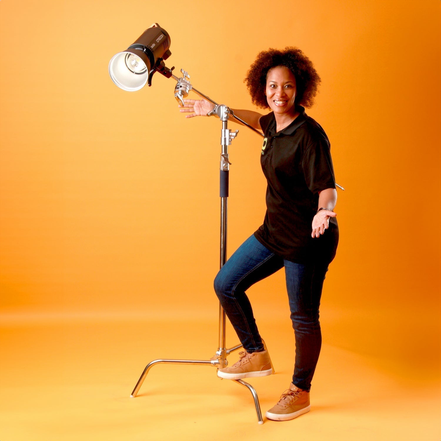 CS-340B 340cm Stainless Steel C-Stand with Boom Arm - Image 2