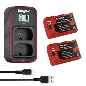KingMa BM058-LPE6 LP-E6NH 2-Pack Batteries with LCD Dual Charger for Canon