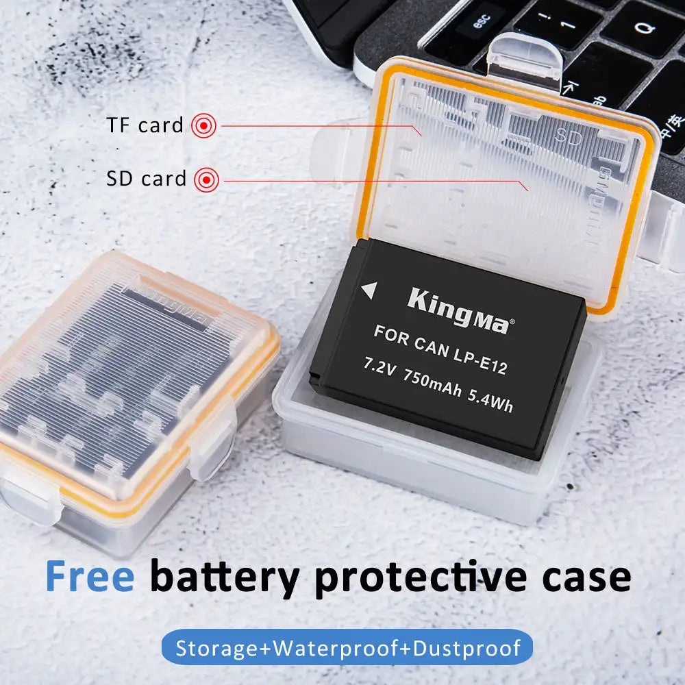 KingMa LP-E12 Camera Battery for Canon 750mAh with Case - Image 2