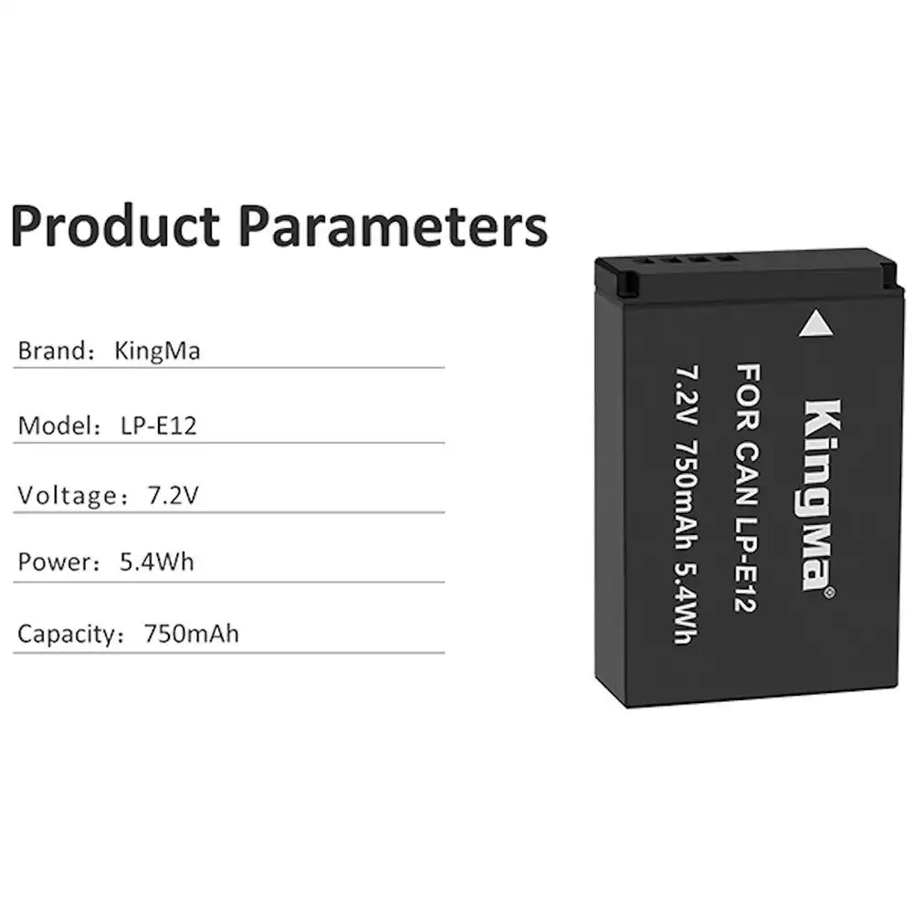 KingMa LP-E12 Camera Battery for Canon 750mAh with Case - Image 6