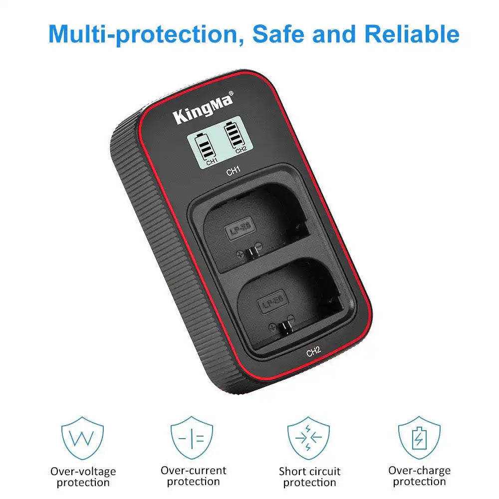 KingMa BM058-LPE6 LCD Dual USB-C Charger for Canon LP-E6 LP-E6N LP-E6NH - Image 5