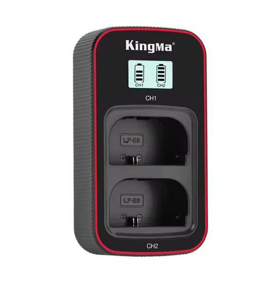 KingMa BM058-LPE6 LCD Dual USB-C Charger for Canon LP-E6 LP-E6N LP-E6NH