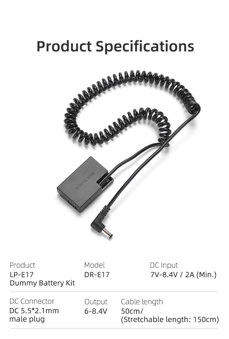 KingMa DR-LPE17 Canon LP-E17 Dummy Battery with AC Power Supply - Image 5