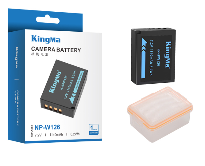 KingMa NP-W126 Camera Battery for Fujifilm 1140mAh with Case