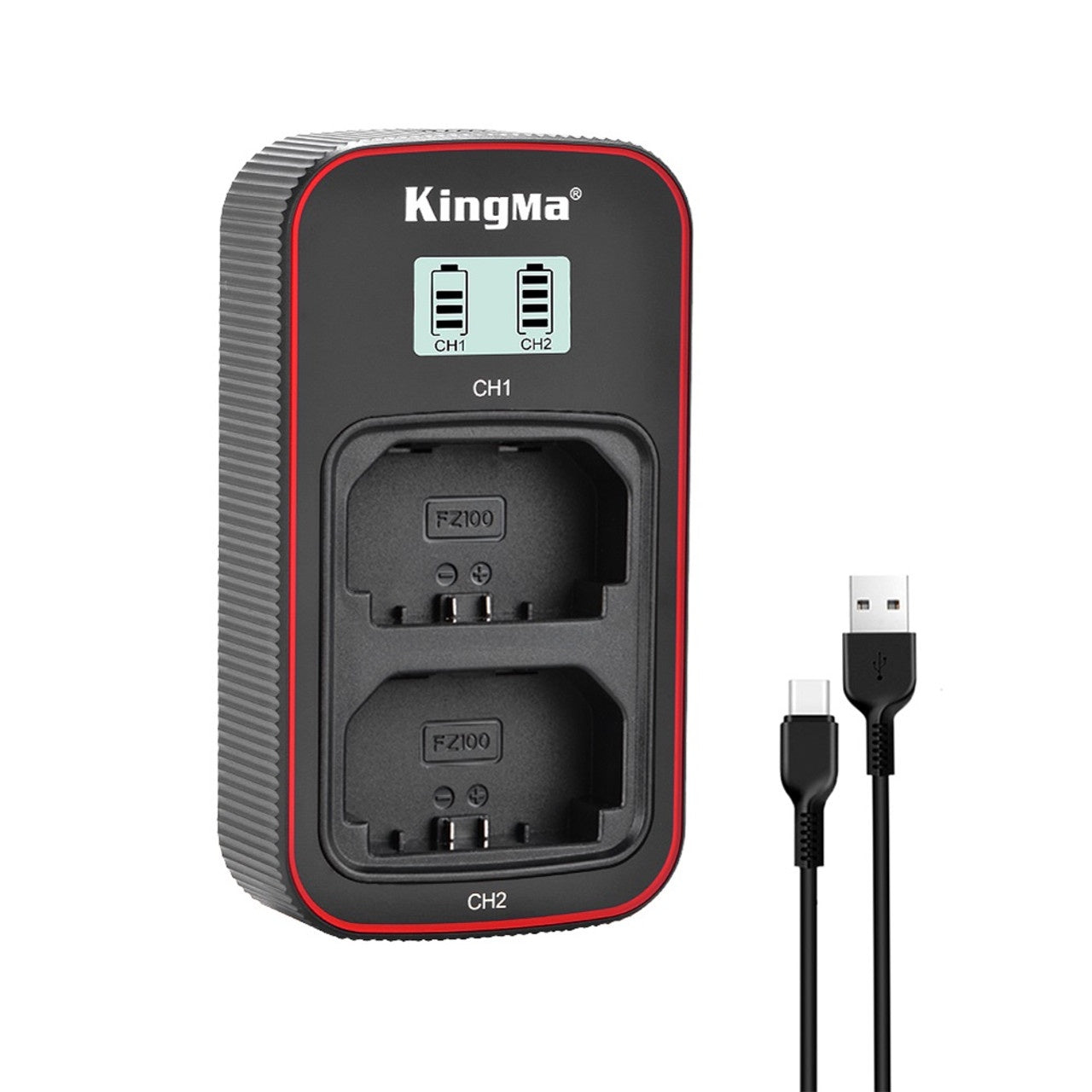 KingMa BM058-FZ100 NP-FZ100 LCD Dual USB-C Charger for Sony
