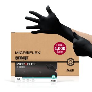 Ansell MICROFLEX MidKnight Touch Black Nitrile Gloves - 1 Case Size SMALL (1000)