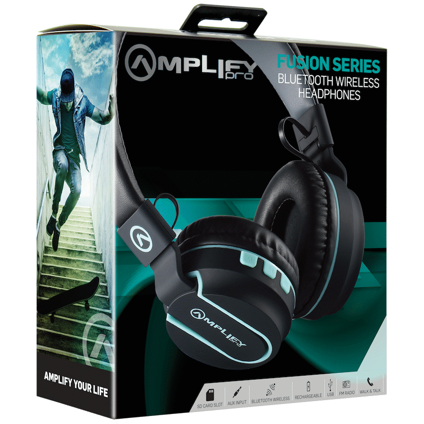 Amplify Fusion Series Bluetooth Headphone - Black/Blue - Image 2