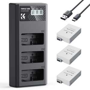 K & F Concept K&F Concept 3 Pack LP-E8 Batteries & LCD Charger for Canon EOS DSLR
