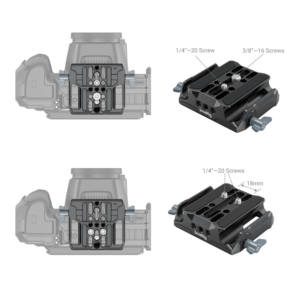 SmallRig Universal LWS Bottom Mount Plate with Dual 15mm Rod Clamp 3357