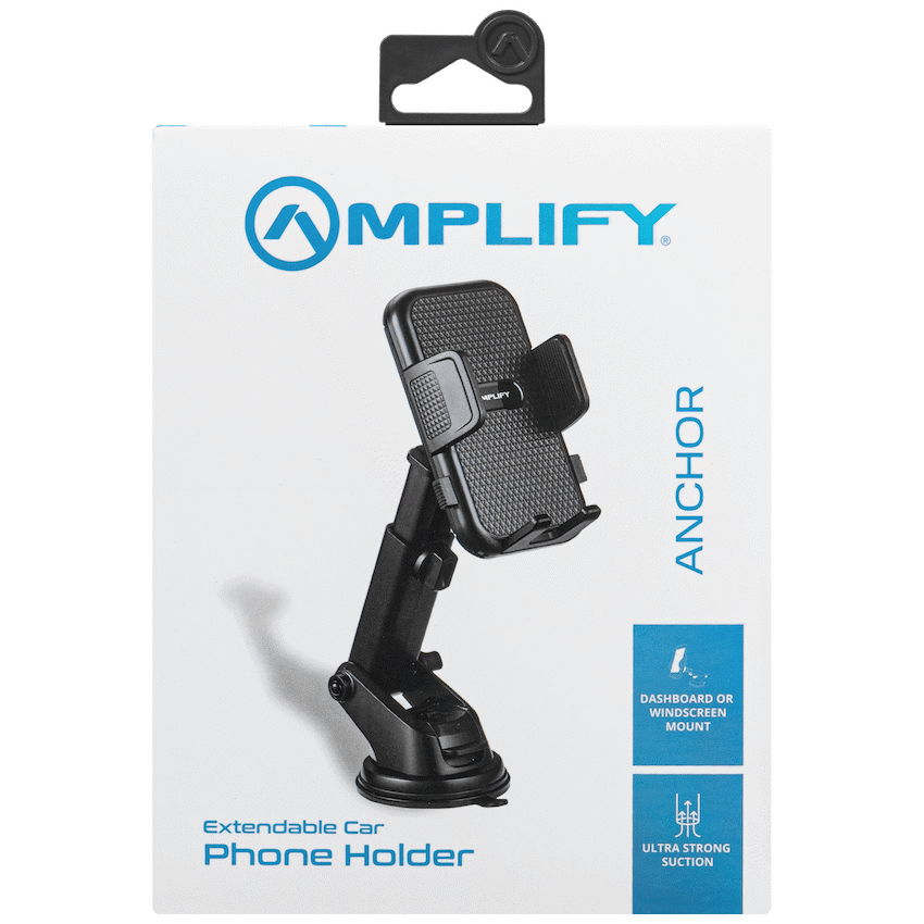 Amplify Anchor Series Extendable Car Dash Mount Phone Holder - Black - Image 4