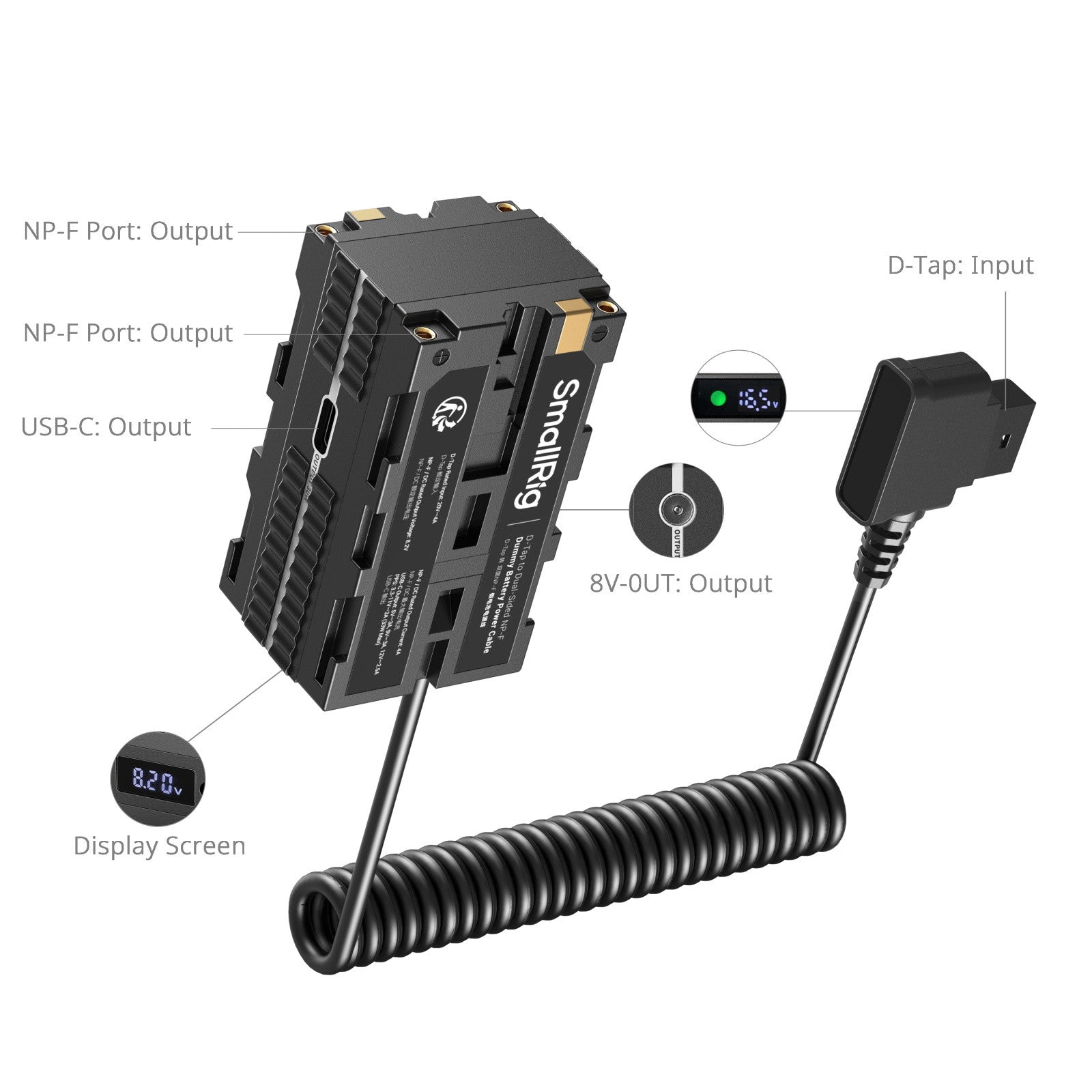 SmallRig D-Tap to Dual-Sided NP-F Dummy Battery Power Cable 4884