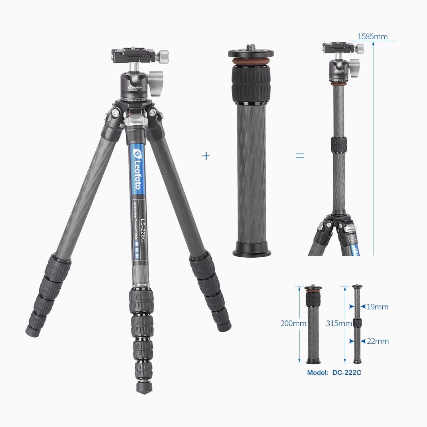 Leofoto Ranger LS-225C + LH-25 Carbon Fiber Tripod Kit