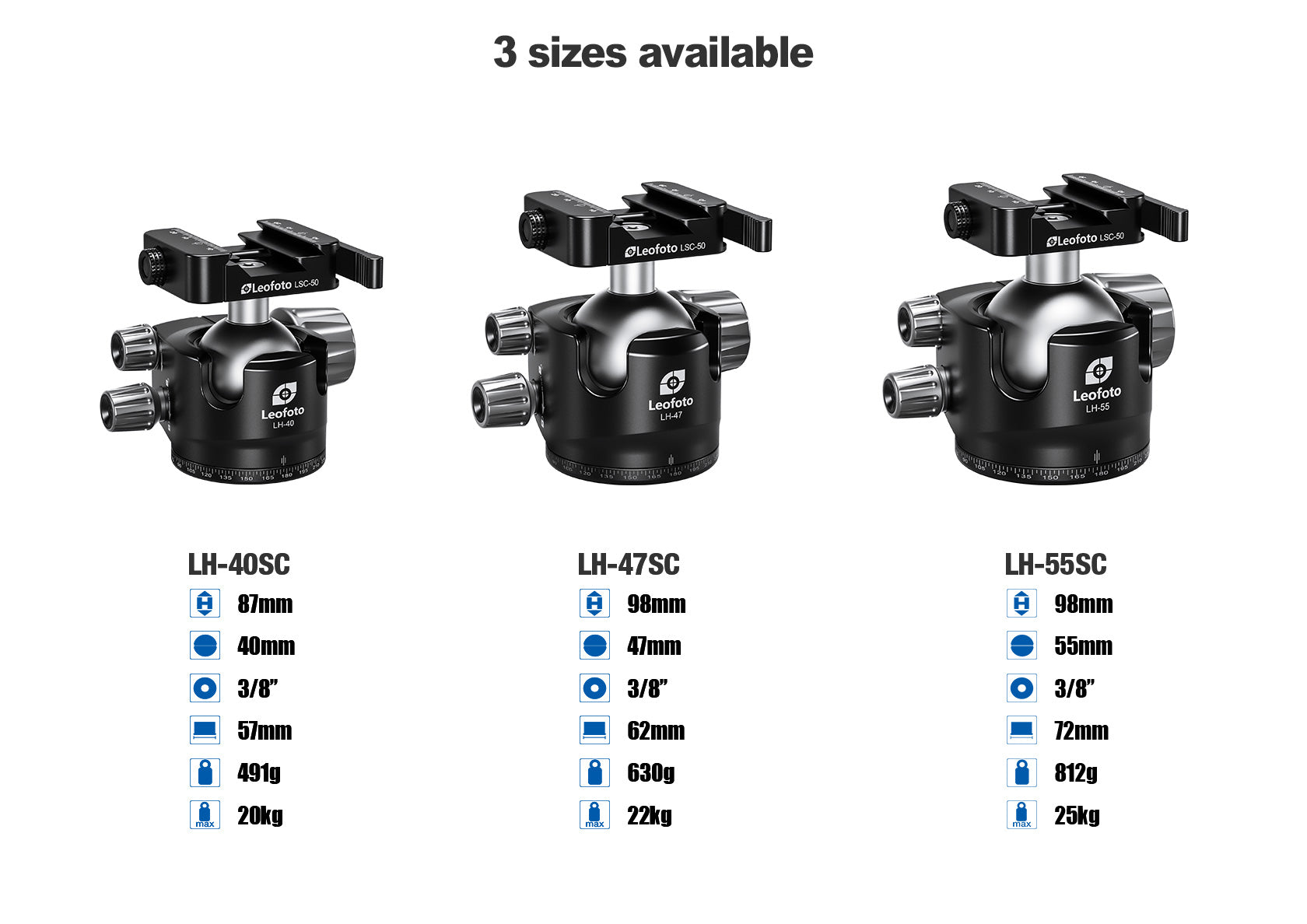 Leofoto LH-47SC Low Profile Ballhead with Dual Profile Picatinny/Arca Clamp