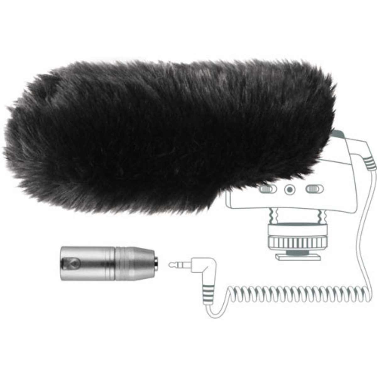 Sennheiser MZW 400 Professional Accessory Kit, For MKE 400, Hairy Cover, 3.5mm Jack to XLR Adapter