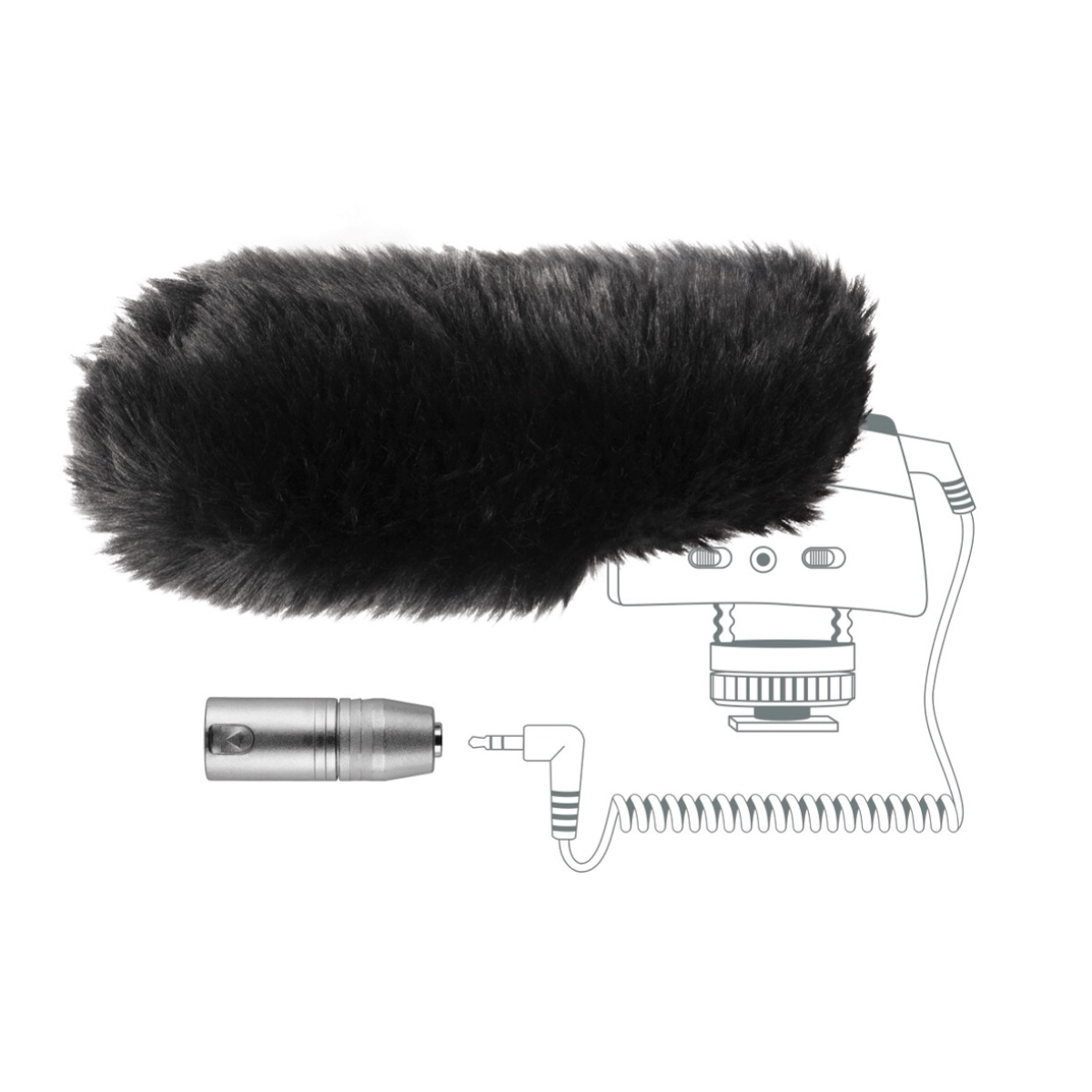 Sennheiser MZW 400 Professional Accessory Kit, For MKE 400, Hairy Cover, 3.5mm Jack to XLR Adapter - Image 2
