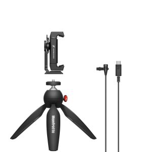 Sennheiser XS Lav USB-C Mobile Kit, Incl. XS Lav USB-C, Manfrotto PIXI Mini Tripod & Clamp