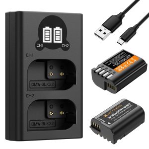 K & F Concept K&F Concept 2 Pack DMW-BLK22 Batteries & LCD Charger for Panasonic Lumix