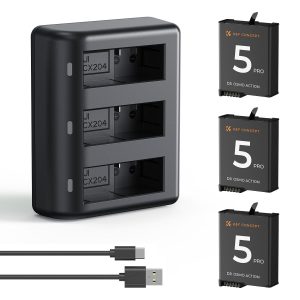 K & F Concept K&F Concept 3 Pack Batteries & Charger for DJI Osmo Action 5/4/3